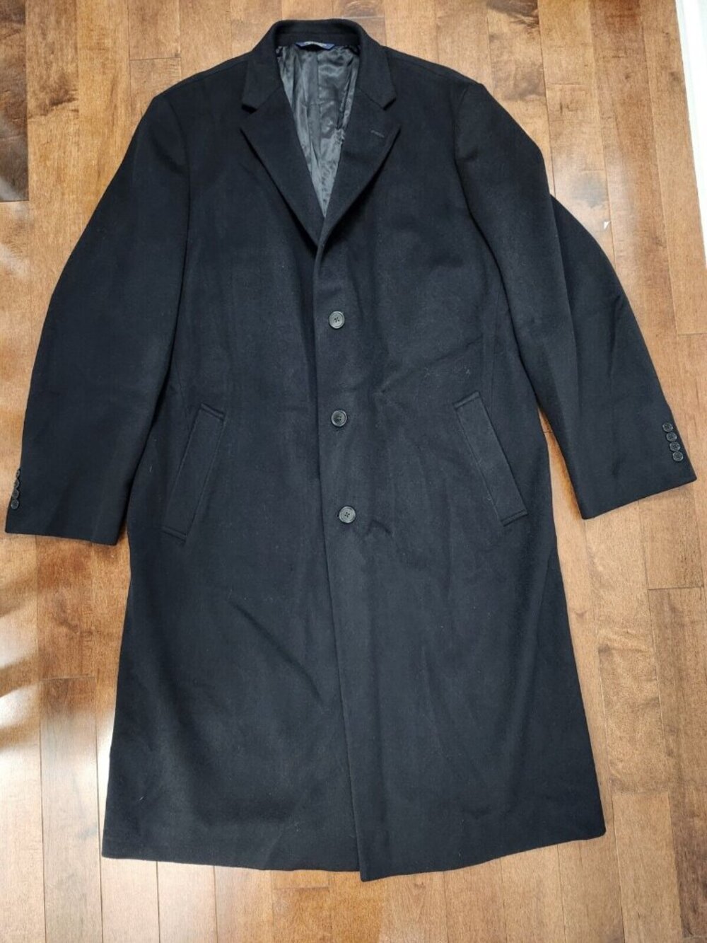 Brooks Brothers Brooksstorm Loro Piana storm system black wool coat in size 48L
